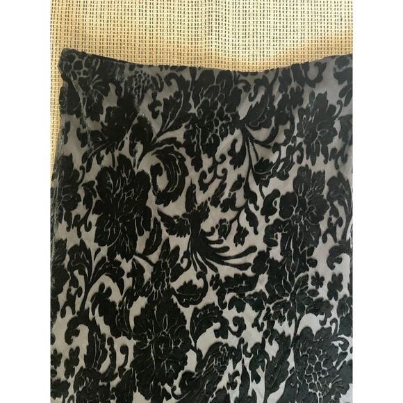 Womens Skirt Sz 14 Black Burnout Velvet Floral Silk Blend Y2K Gothic Boho - Picture 4 of 4